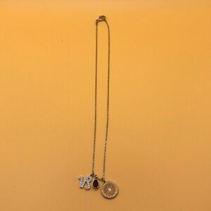 Swarovski Gold-Tone Crystal Circle Necklace with Purple Teardrop & Initial Charm